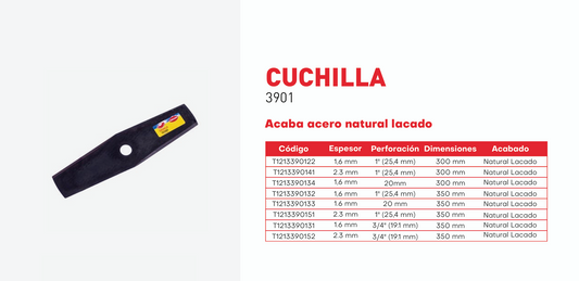 T1213390132 Cuchilla para guadaña 350 X 1.6 X 25.4 mm lacada Herragro