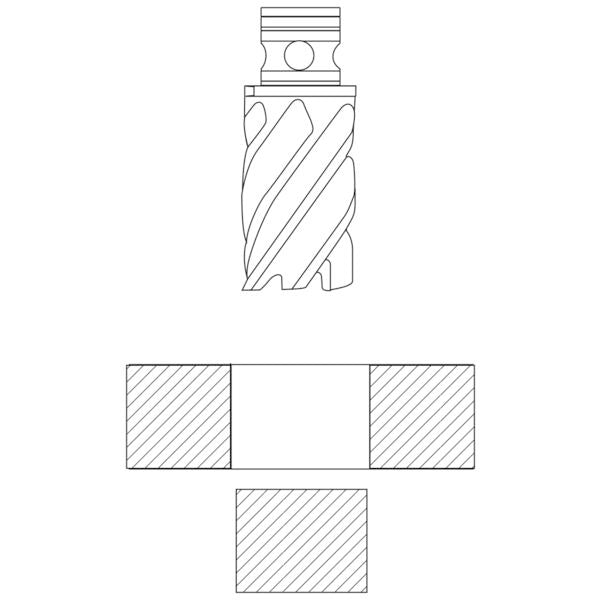 Broca anular de carburo de tungsteno 30 X 60 mm (1-3/16" X 2-3/8") para inox Ecef