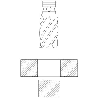 Broca anular de carburo de tungsteno 30 X 60 mm (1-3/16" X 2-3/8") para inox Ecef