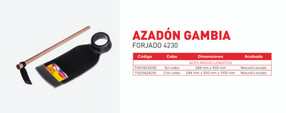 Azadon forjado 4230 gambia sin cabo, T1201423030 Herragro