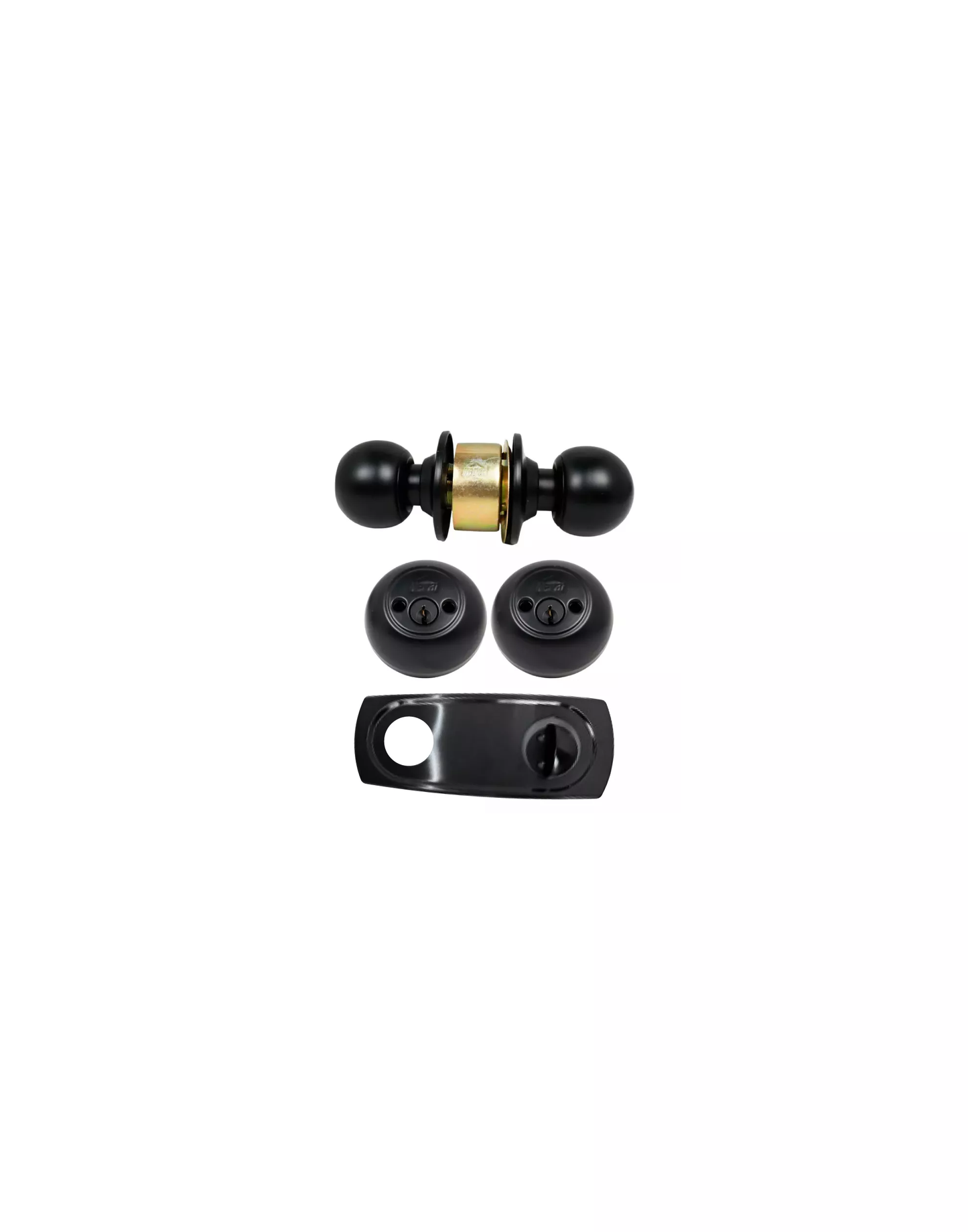 46404 Juego de cerrojo auxiliar y pomo acero inox color negro para entrada principal Onix Vera