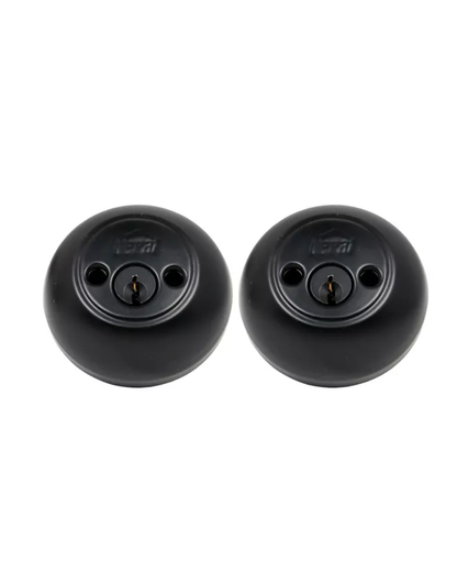 46404 Juego de cerrojo auxiliar y pomo acero inox color negro para entrada principal Onix Vera