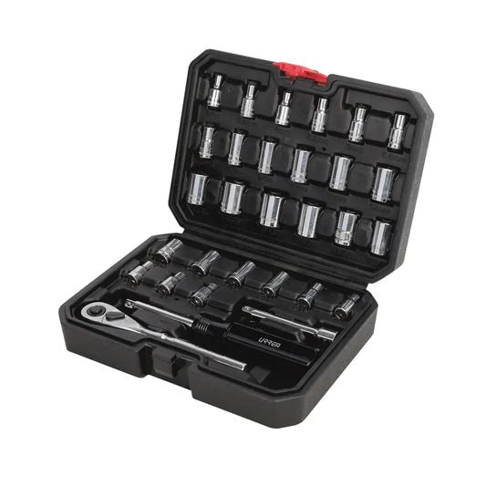 4700CB Juego de copas y accesorios 1/4" 30 piezas, uso pesado 5/32" a 9/16" - 4 a 14 mm, Urrea