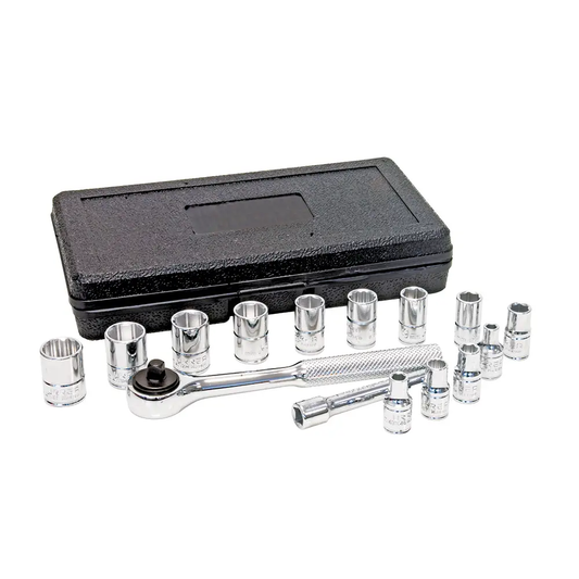 4700PM Juego de copas y accesorios cuadrante 1/4" 15 piezas 4 a 13 mm - 1/4" a 1/2", uso pesado, Urrea