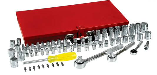 475254 Juego de copas y accesorios cuadrante 1/4" 3/8" y 1/2" mixto 76 piezas