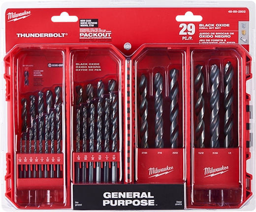 48892802 Juego de brocas HSS óxido negro Thunderbolt de 29 piezas