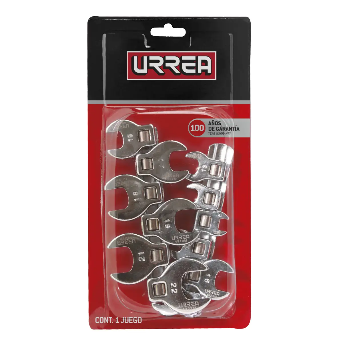 4900-12M Juego de llaves pata de cuervo, cuadrante 3/8" 12 piezas, uso industrial, Urrea