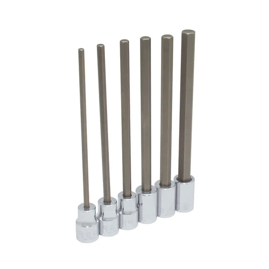 4990SML Juego de dados punta hexagonal extra larga milimétrico, cuadro 3/8" 6 piezas, uso pesado, Urrea