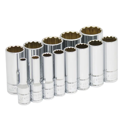 52112 Juego de copas largas 12 pt cuadrante 3/8" 13 piezas en pulgadas