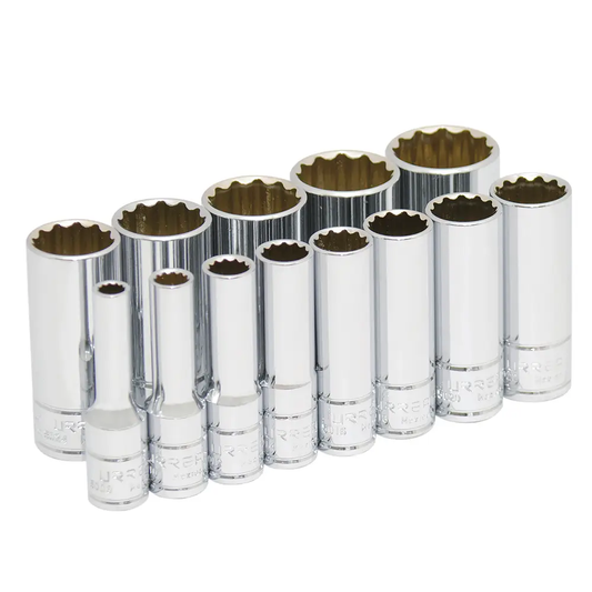 52112 Juego de copas largas 12 pt cuadrante 3/8" 13 piezas en pulgadas