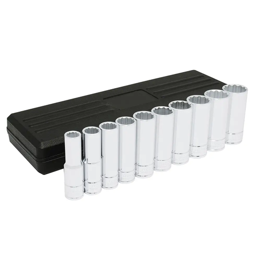 5400PHM Juego de copas largas 12 pt cuadrante 1/2" 10 piezas 12 a 26 mm