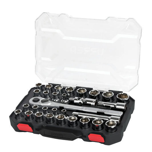 5401CD Juego de copas 6 pt y accesorios 1/2" 30 piezas 5/16" a 1" - 8 a 21 mm, uso industrial, Urrea