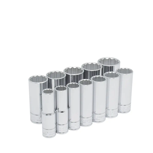 54107 Juego de copas largas 12 pt cuadrante 1/2" 12 piezas en pulgadas