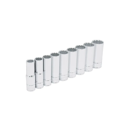 54117 Juego de copas largas 12 pt cuadrante 1/2" 9 piezas en pulgadas