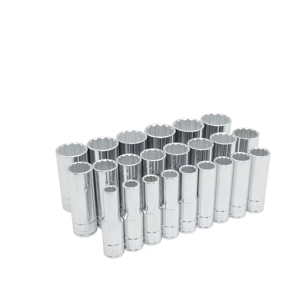 54201 Juego de copas largas 12 pt cuadrante 1/2" mm 23 piezas 10 a 32 mm