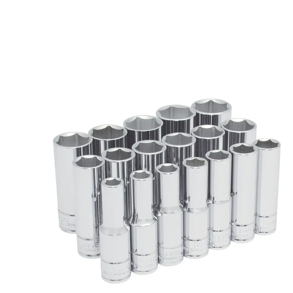 54203 Juego de copas largas 6 pt cuadrante 1/2" mm 18 piezas 10 a 27 mm