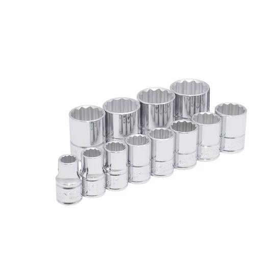 54212 Juego de copas 12 pt cuadrante 1/2" 12 piezas 8 a 19 mm, uso pesado, Urrea