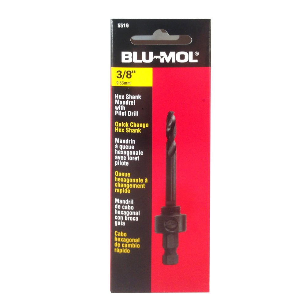 5519 E0102458 Árbol adaptador zanco 3/8" hex + piloto, 1-1/4" - 4" Blu-Mol