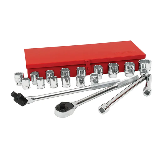 55200 Juego de copas y accesorios cuadrante 3/4" 20 piezas 24 a 46 mm, uso pesado, Urrea