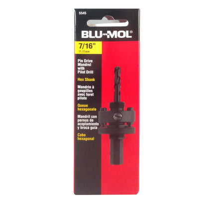 5545 E0102459 Árbol adaptador zanco 7/16" hex con pin + piloto, 1-1/4 - 6" Blu-Mol