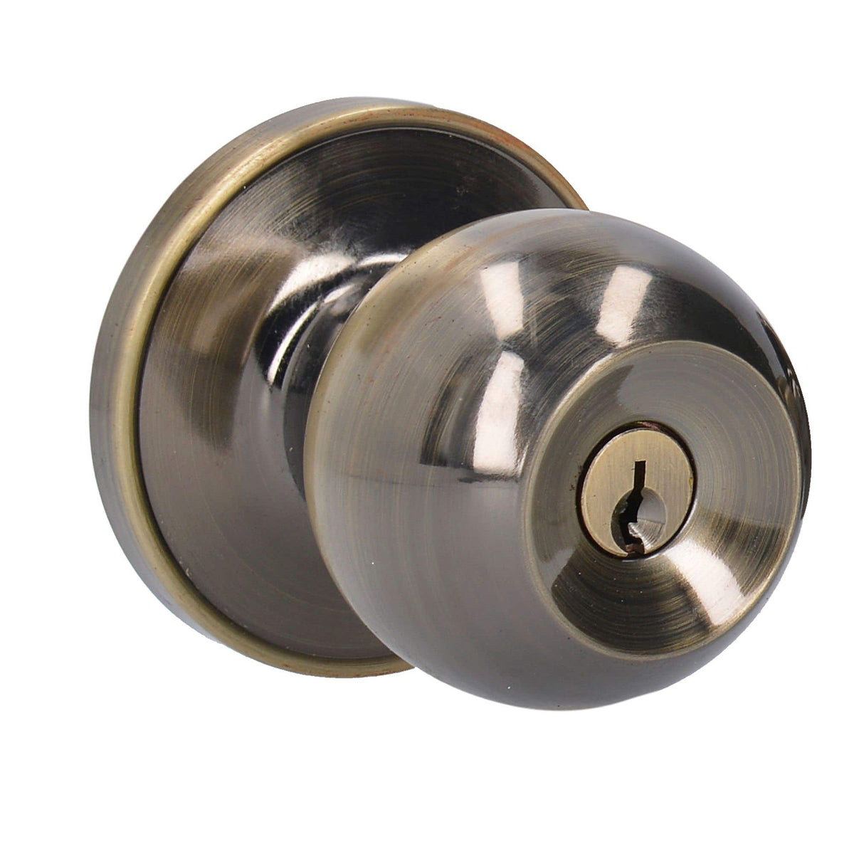 15PO Pomo tubular de bola para entrada principal, latón antiguo, Lock