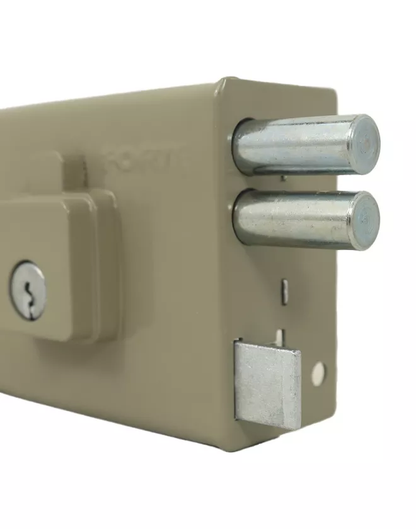 5652 Cerradura de sobreponer 2 pasadores izquierda beige, backset 48 mm Forte