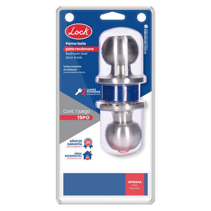 19PO Pomo tubular de copa recta para alcoba, Lock