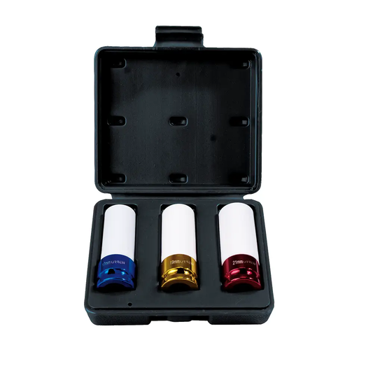 7300MP Juego de copas de impacto cuadrante 1/2" métricos 3 piezas con protección de nylamid
