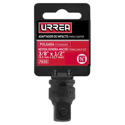 7650 Adaptador de impacto para copas 3/8" hembra a 1/2" macho, uso pesado, Urrea