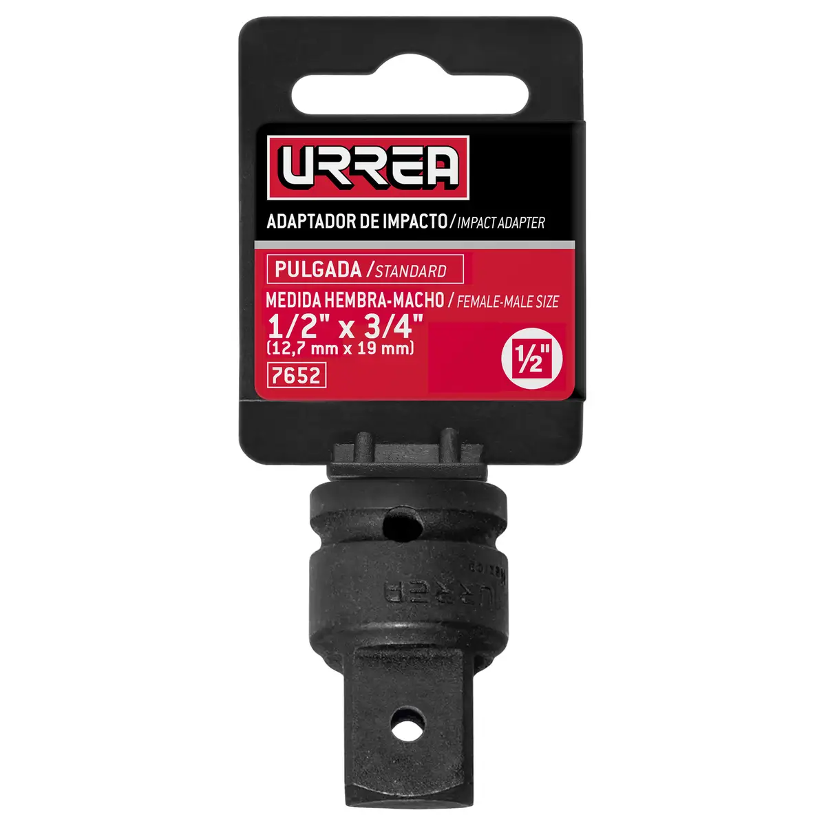 7652 Adaptador de impacto para copas 1/2" hembra a 3/4" macho, uso pesado, Urrea
