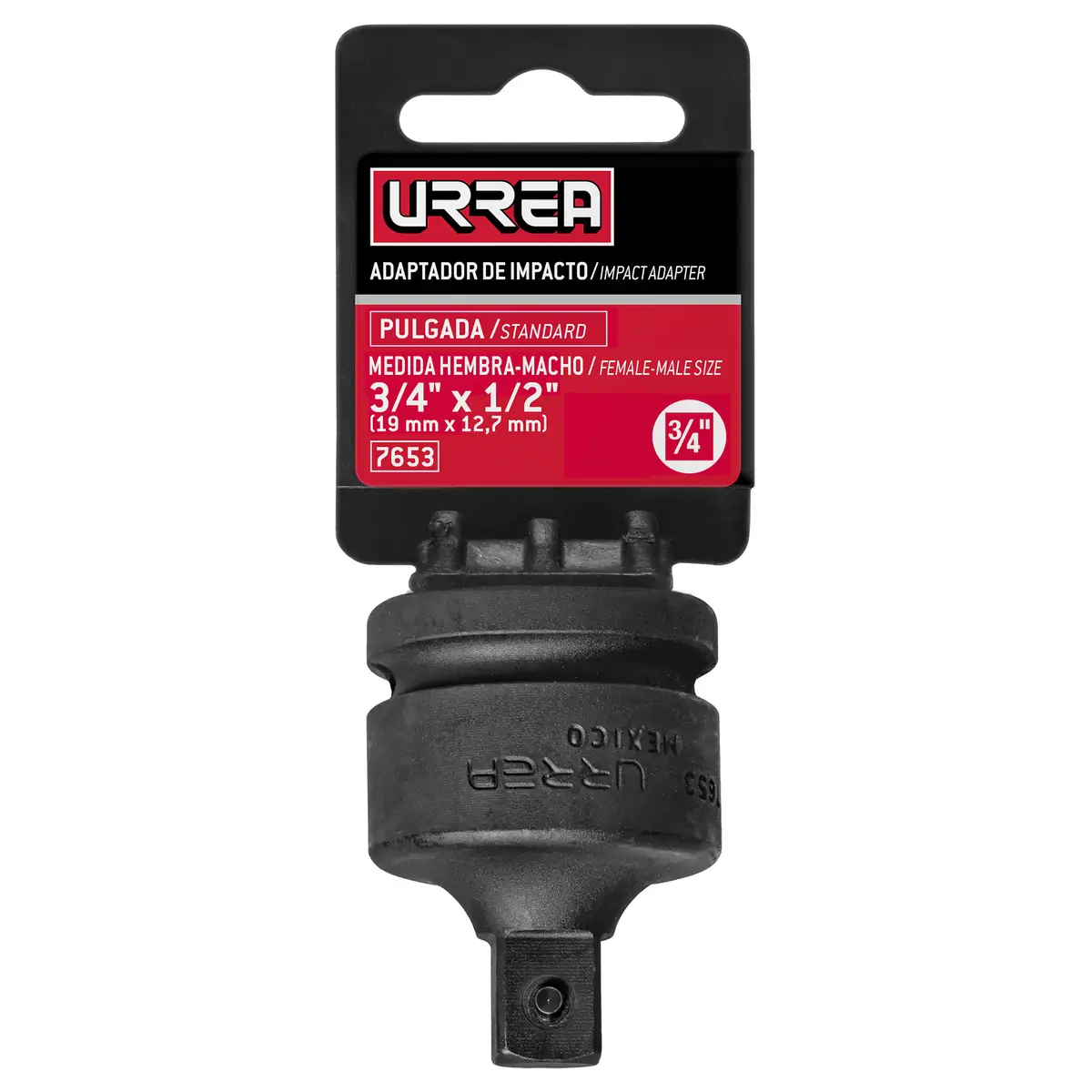 7653 Adaptador de impacto para copas 3/4" hembra a 1/2" macho, uso pesado, Urrea