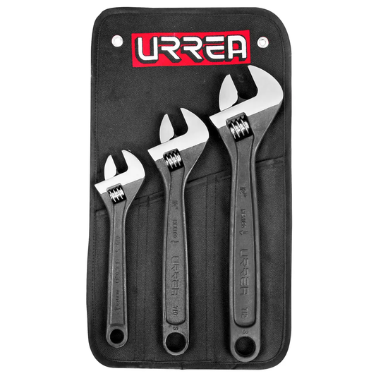 795S Juego de llaves ajustables fosfatadas 3 piezas 8", 10" y 12", uso pesado, Urrea
