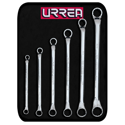 8100C Juego de llaves estriadas acodadas 45° 6 piezas 3/8" a 1", uso pesado, Urrea