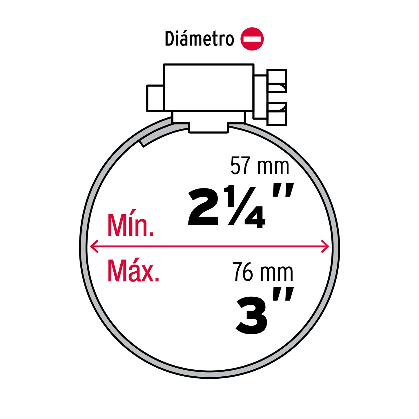 AB-40 Abrazadera reforzada, acero inox #40, 2-1/4"-3", 5 pzas