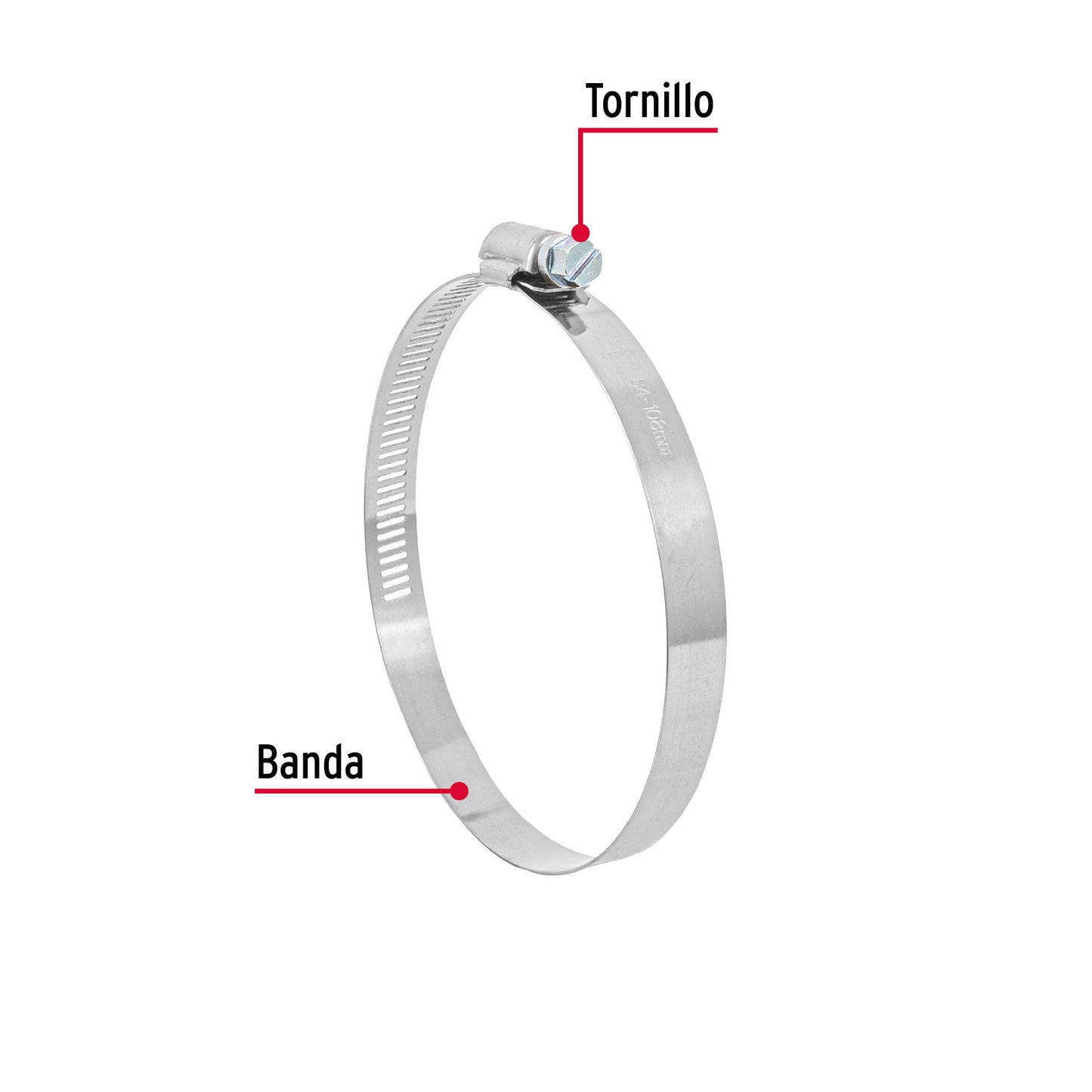 AB-60 Abrazadera reforzada, acero inox #60, 3-5/16"-4-1/4", 5 pzas
