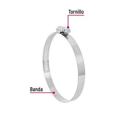 AB-60 Abrazadera reforzada, acero inox #60, 3-5/16"-4-1/4", 5 pzas