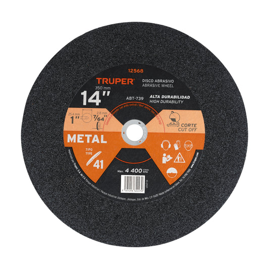 ABT-739 Disco para corte de metal, tipo 41, diámetro 14"