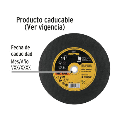 ABT-758P Disco corte metal, Tipo 41, 14" , usos generales, Pretul