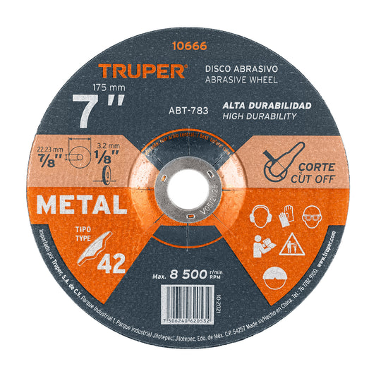 ABT-783 Disco de corte de metal  7", tipo 42, usos generales