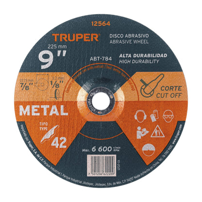 ABT-784 Disco para corte de metal, tipo 42, diámetro 9"