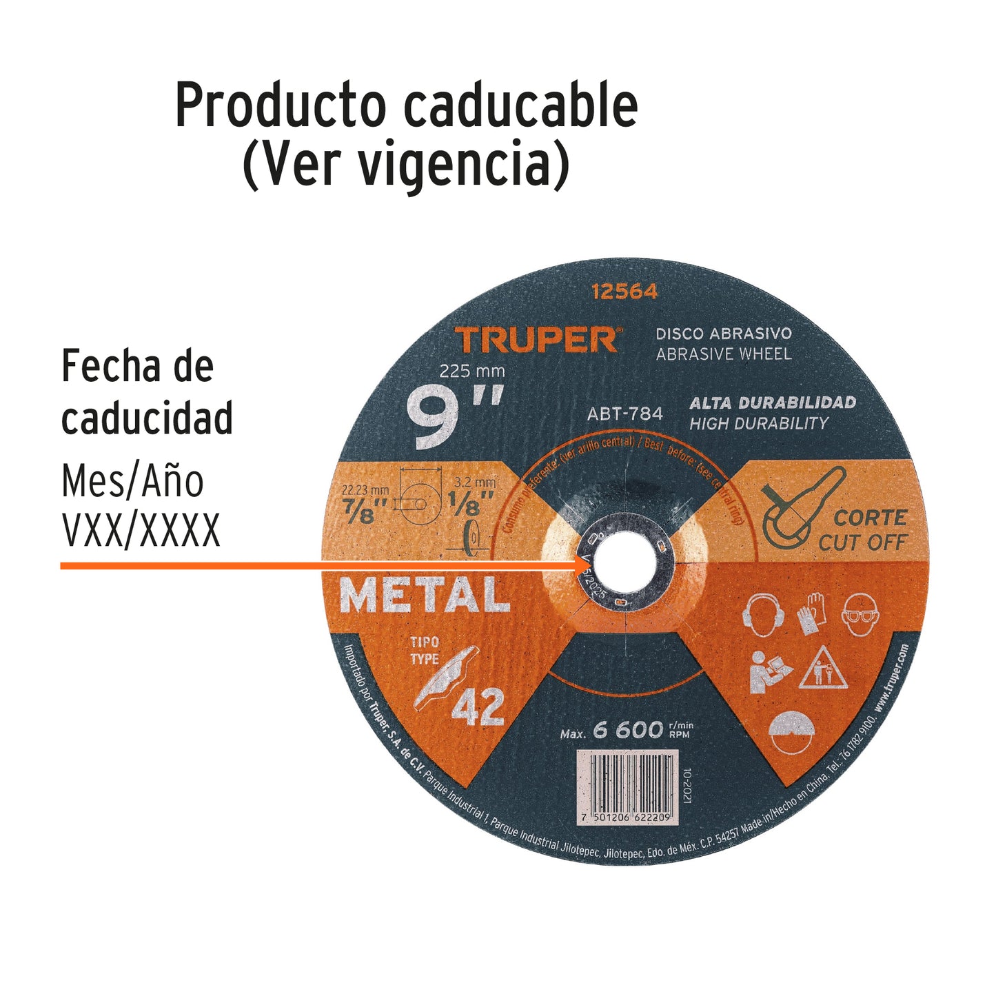ABT-784 Disco para corte de metal, tipo 42, diámetro 9"