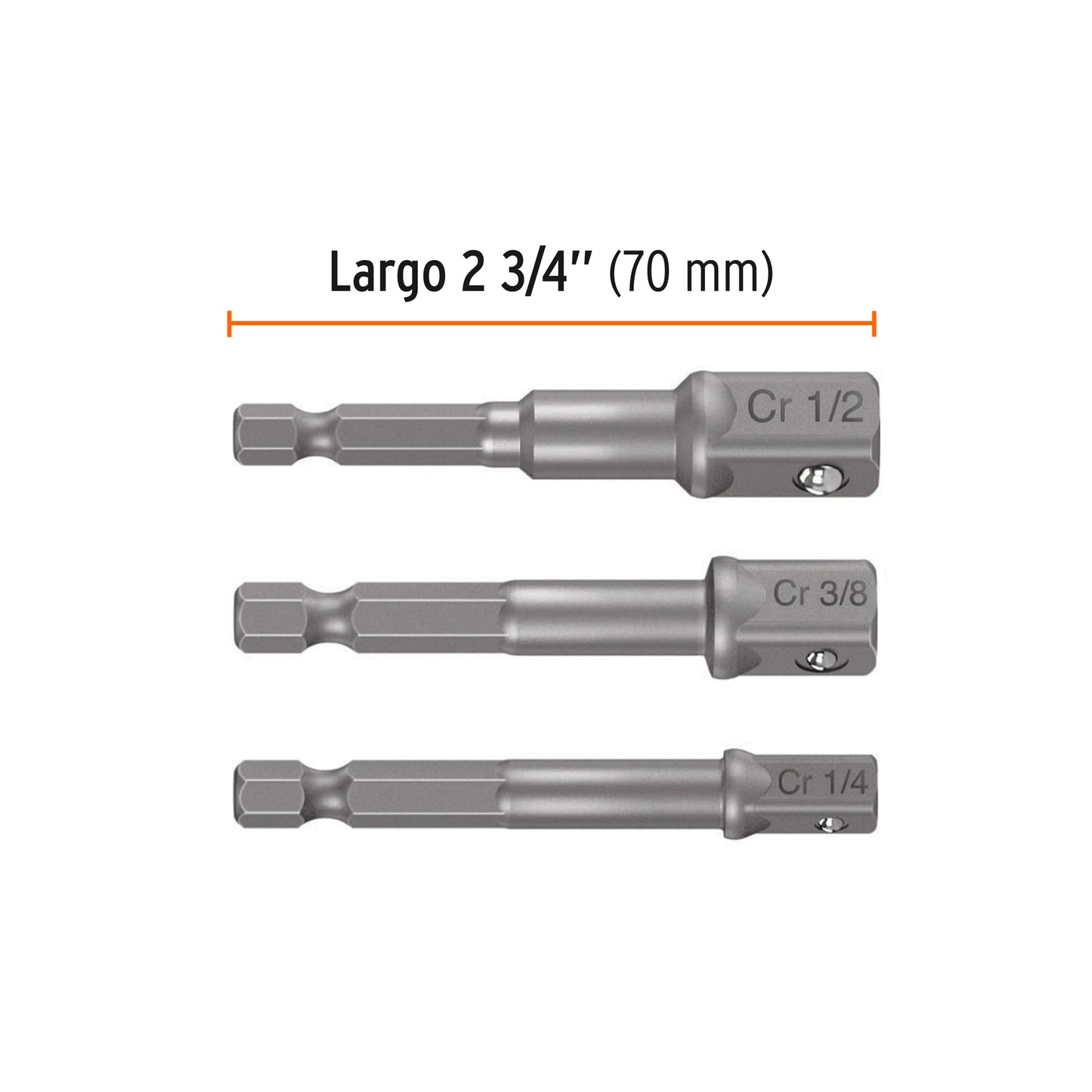 ADA-3 Juego de adaptadores para copas, 1/4", 3/8" y 1/2", 3 piezas