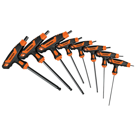 ALL-8TMX Juego de 8 llaves allen mango T, punta de bola, 2 a 10 mm