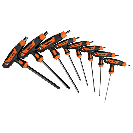 ALL-8TPX Juego de 8 llaves allen mango T, punta de bola, 5/64' a 3/8"