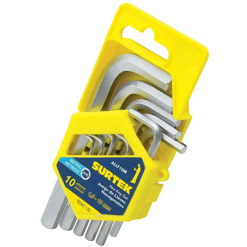 ALLF10M Juego de llaves hexagonales en L mm 10 piezas 1.5 a 10 mm, uso profesional, Urrea