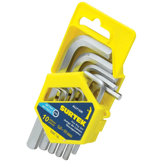 ALLF10M Juego de llaves hexagonales en L mm 10 piezas 1.5 a 10 mm, uso profesional, Urrea