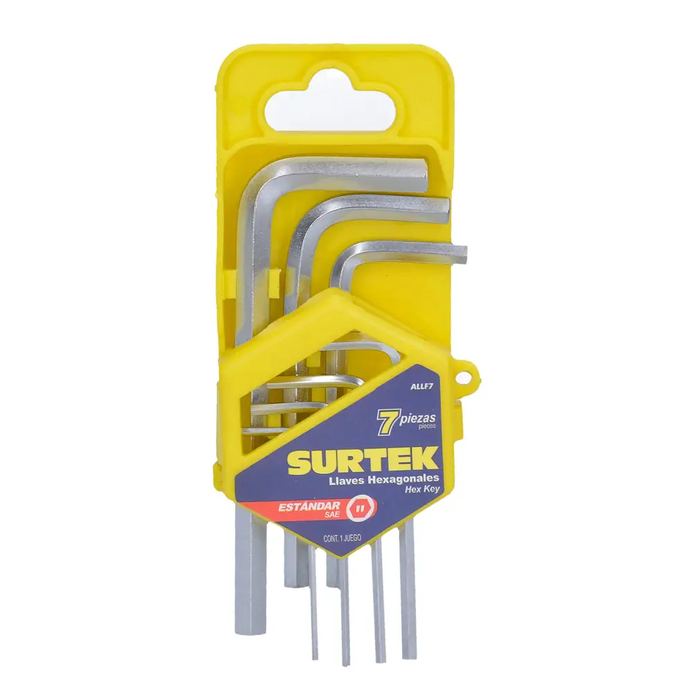 ALLF7 Juego de llaves hexagonales en L 7 piezas 1/16" a 1/4", uso profesional, Surtek