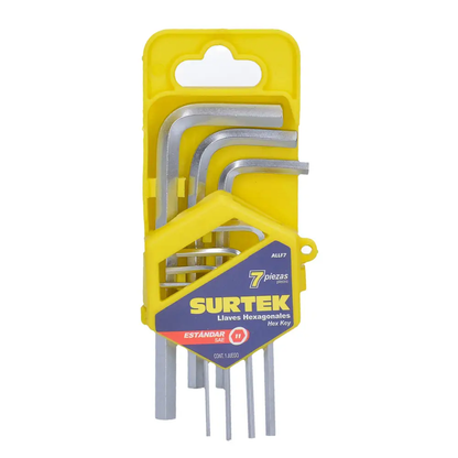 ALLF7 Juego de llaves hexagonales en L 7 piezas 1/16" a 1/4", uso profesional, Surtek