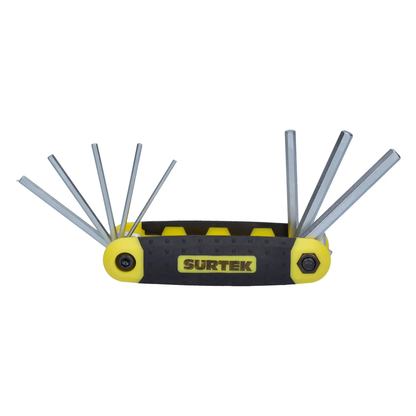 ALLFNX8 Juego de llaves hexagonales tipo navaja 8 piezas 5/64" a 1/4", uso profesional, Surtek