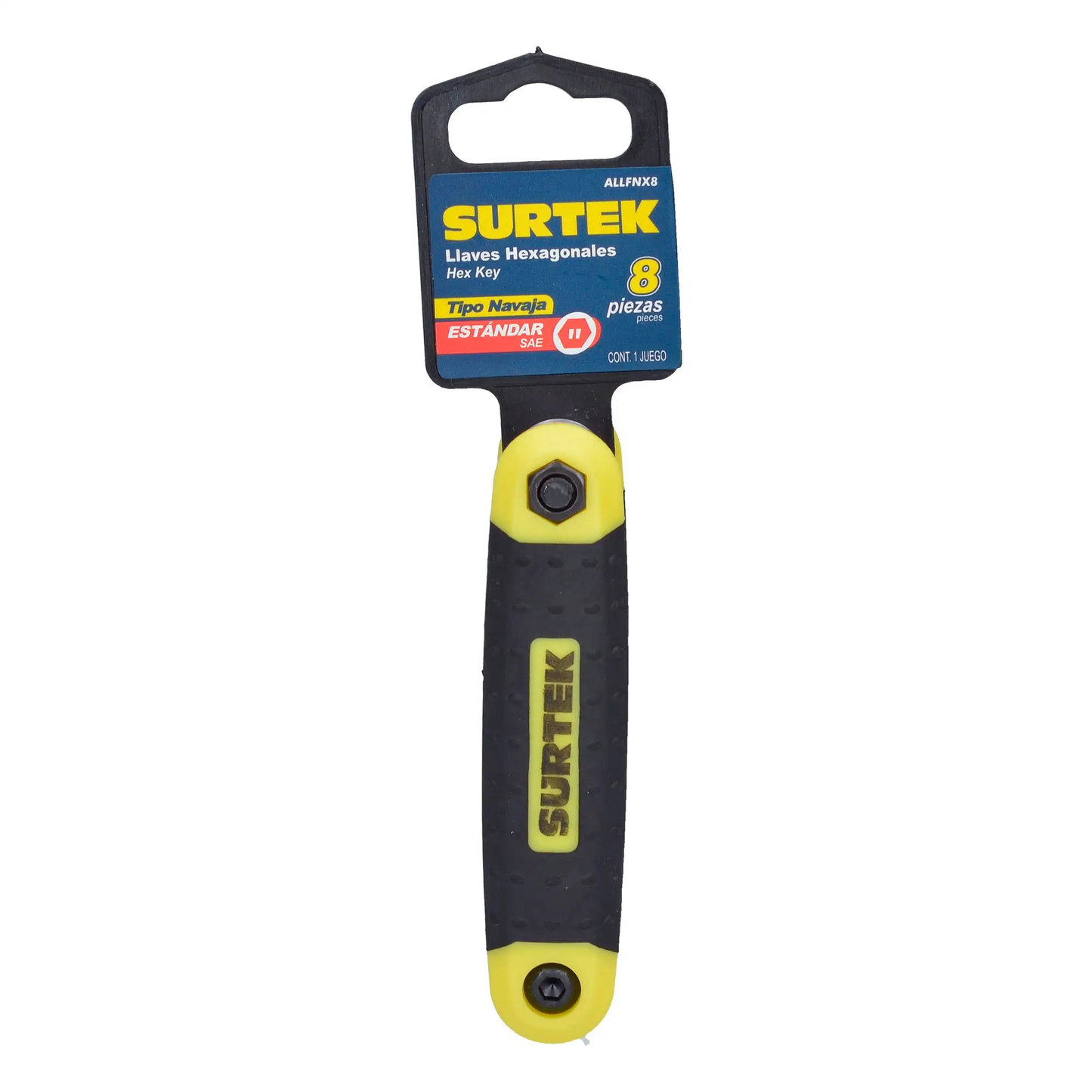 ALLFNX8 Juego de llaves hexagonales tipo navaja 8 piezas 5/64" a 1/4", uso profesional, Surtek